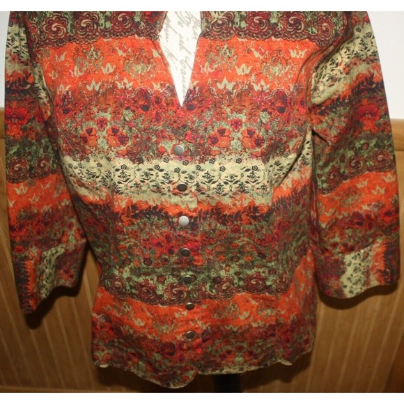 Christopher & Banks Floral Tapestry Blazer Jacket Sz XL Colorful Snap Close GUC - Picture 3 of 11
